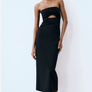 Zara Black Strapless Midi Dress